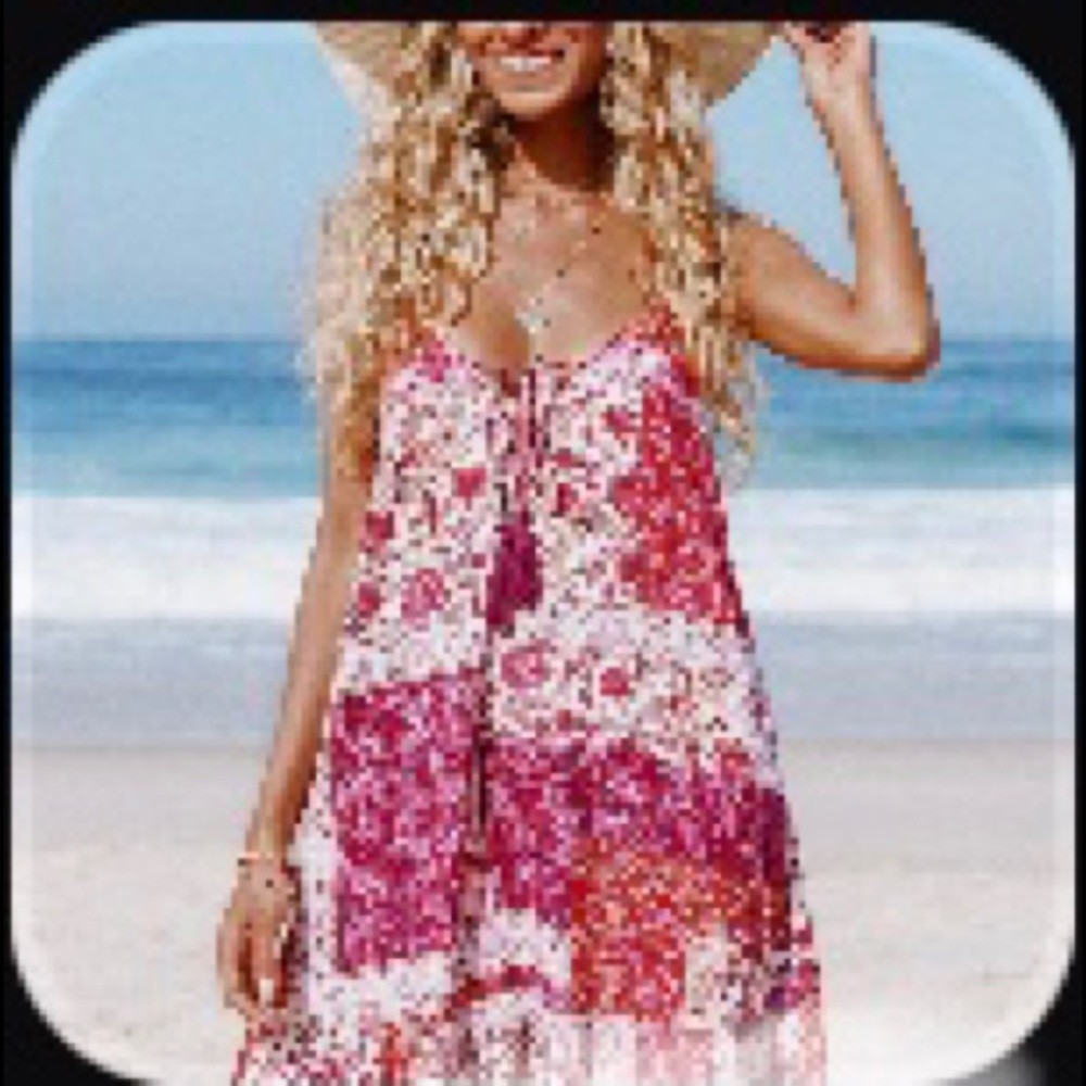 Red Floral Ruffle Hem Babydoll Dress